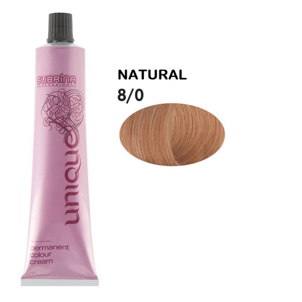 Subrina Professional, Unique, Permanent Hair Dye, 8/0 Light Blonde, 100 ml - For Women