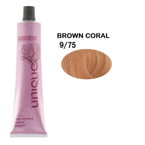 Subrina Professional, Unique, Permanent Hair Dye, 9/75 Bright Light Blond Chestnut Red, 100 ml - For Women