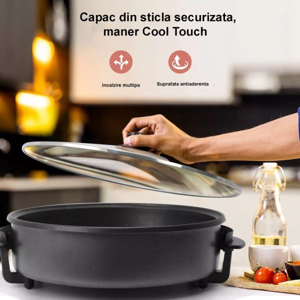 Tigaie electrica pentru gustari si pizza SCHAFER 20372, 1500 W, diametru 42 cm, capac din sticla - imagine 9