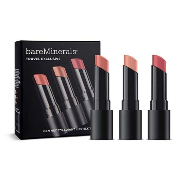 Travel Exclusive Set BareMinerals: Gen Nude Radiant, Cocoa, Cream Lipstick, Infatuation, 3.35 g + Gen Nude Radiant, Cocoa, Cream Lipstick, Friendship, 3.35 g + Gen Nude Radiant, Cocoa, Cream Lipstick, Swag, 3.5 g - For Women