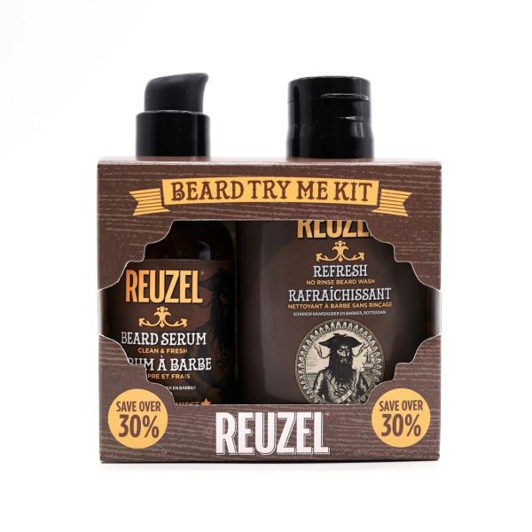 Try Me Kit Set Reuzel: Clean & Fresh, Hydrating, Serum, For Beard, 50 ml + Refresh No Rinse, Beard Shampoo, Moisture And Shine, 100 ml - For Men