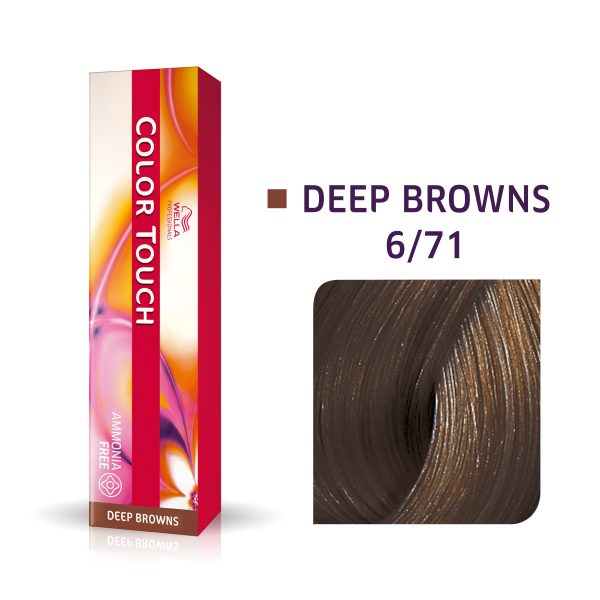 Wella Professionals, Color Touch, Ammonia-Free, Semi-Permanent Hair Dye, 6/71 Dark Blonde Ash Chestnut, 60 ml - For Women