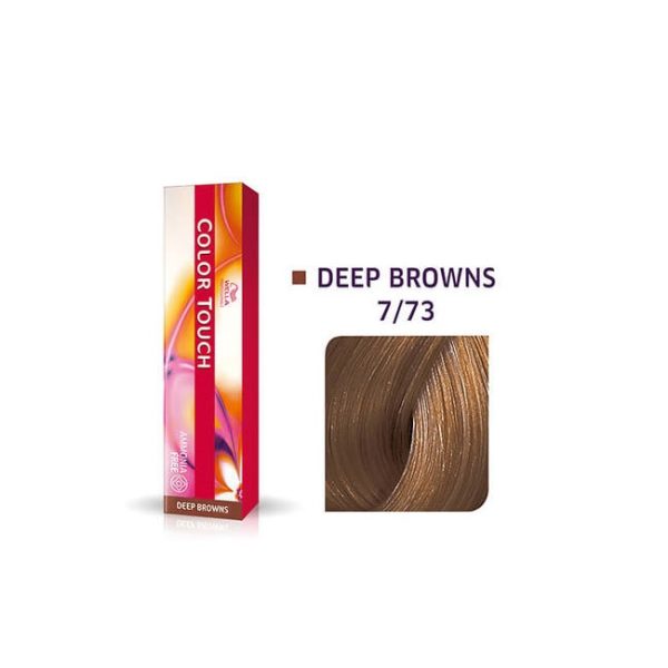 Wella Professionals, Color Touch, Ammonia-Free, Semi-Permanent Hair Dye, 7/73 Medium Blonde Golden Brown, 60 ml - For Women