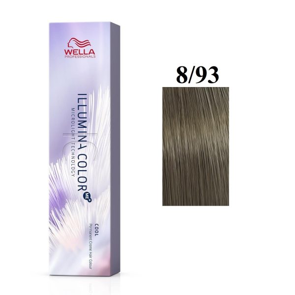 Wella Professionals, Illumina Color Me+, Permanent Hair Dye, 8/93 Light Blonde Golden Blue, 60 ml - For Women