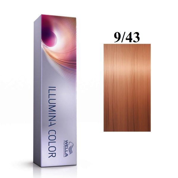 Wella Professionals, Illumina Color, Permanent Hair Dye, 9/43 Bright Golden Copper Blonde, 60 ml - For Women