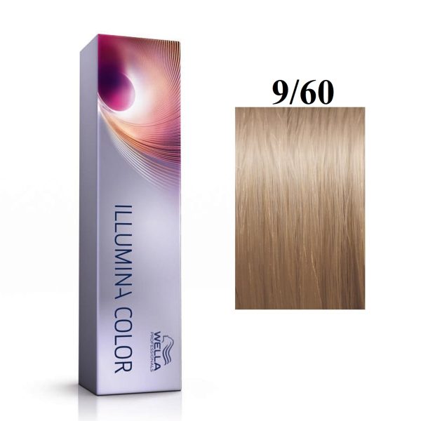 Wella Professionals, Illumina Color, Permanent Hair Dye, 9/60 Bright Blonde Natural Violet, 60 ml - For Women