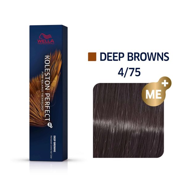 Wella Professionals, Koleston Perfect Me+, Permanent Hair Dye, 4/75 Medium Brown Mahogany Brown, 60 ml - For Women