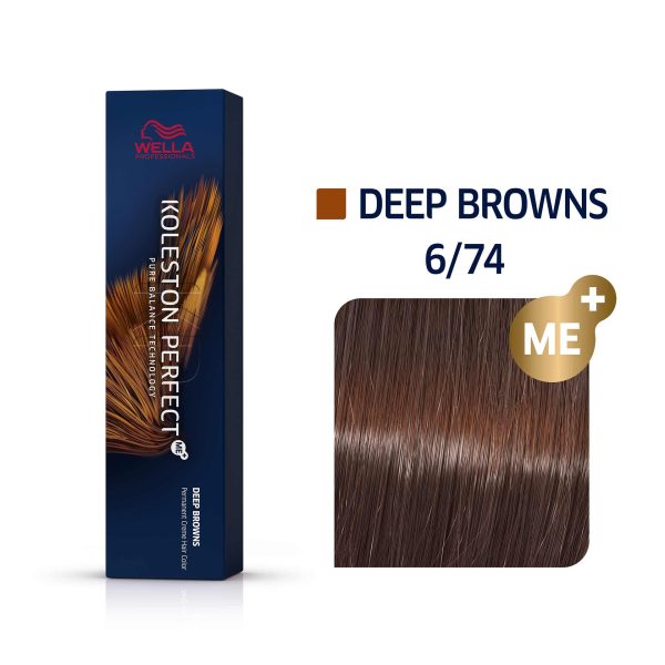 Wella Professionals, Koleston Perfect Me+, Permanent Hair Dye, 6/74 Deep Brown, 60 ml - For Women