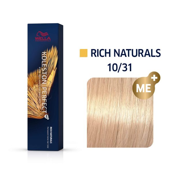 Wella Professionals, Koleston Perfect Me+, Permanent Hair Dye, 10/31 Bright Light Blond Golden Ash, 60 ml - For Women