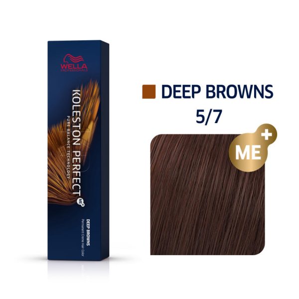 Wella Professionals, Koleston Perfect Me+, Permanent Hair Dye, 5/7 Light Chestnut Brown, 60 ml - For Women