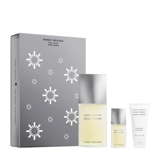 Xmas 2023 Set Issey Miyake: L'Eau d'Issey, Eau De Toilette, For Men, 125 ml + L'Eau d'Issey, Eau De Toilette, For Men, 15 ml *Miniature + L'Eau d'Issey, Moisturizing, Shower Gel, For All Skin Types, 50 ml - For Men