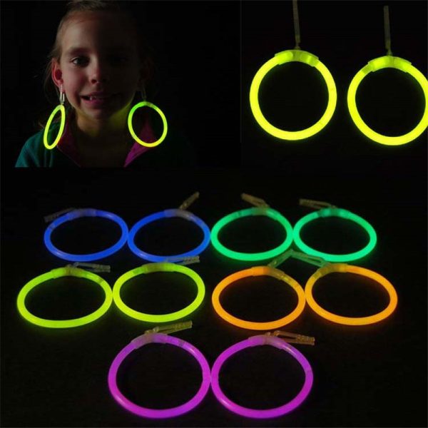 Cercei luminosi glow stick, accesorii party, diverse culori culoare galben - imagine 2