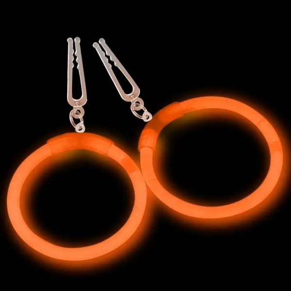 Cercei luminosi glow stick, accesorii party, diverse culori culoare portocaliu - imagine 4