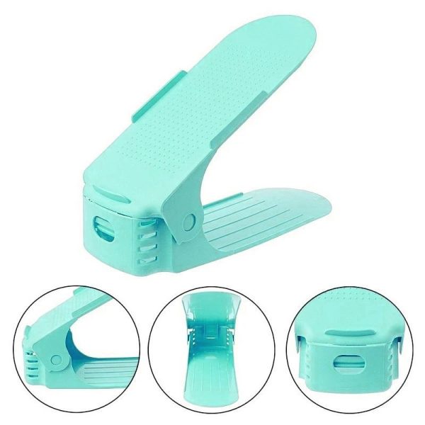 Organizator incaltaminte, suport dublu, ajustabil, suprafata antiaderenta culoare verde menta - imagine 3