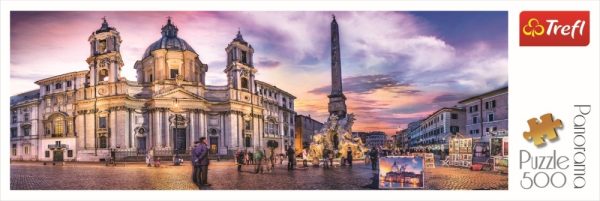 PUZZLE TREFL 500 PANORAMA PIATA NAVONA DIN ROMA - imagine 3