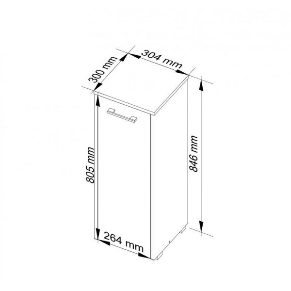 Dulap baie, placa laminata, 2 rafturi, alb si stejar Sonoma, 30x30x85 cm - imagine 2