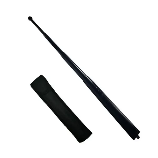 Baston Telescopic Din Otel, 64 Cm, 4 Sectiuni, Negru, Husa Piele