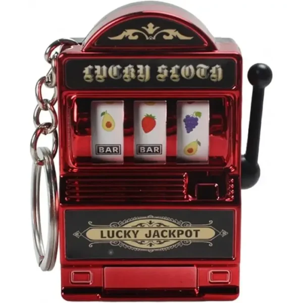 Breloc Model Slot Machine, Mecanism Functional, 4x6 Cm, Plastic, Rosu - imagine 2