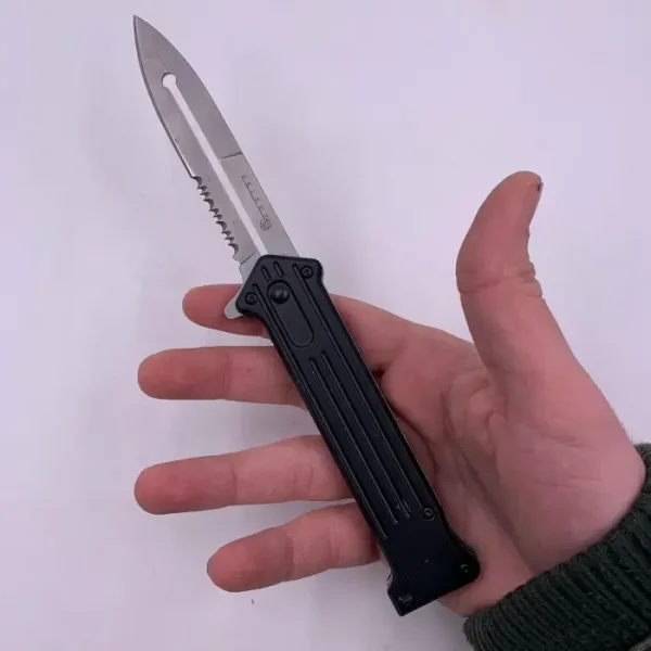 Briceag Tactic, Stealth, Deschidere Automata Rapida, Lama Zimtata, 20 Cm, Gri Mat - imagine 4