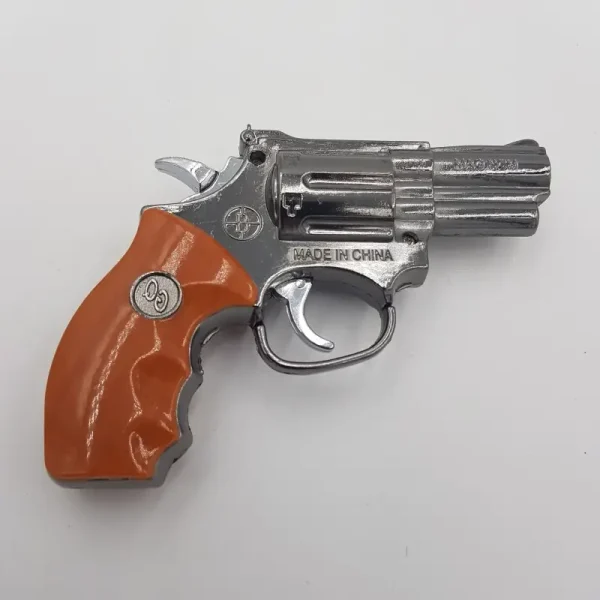 Bricheta Antivant, Lanterna Pistol Metal, 13 Cm, Imitatie Lemn - imagine 3