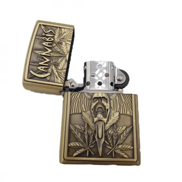 Bricheta Tip Zippo, 3d Relief, Metalica, Canabis 2, Lichid Zippo 125 Ml - imagine 6