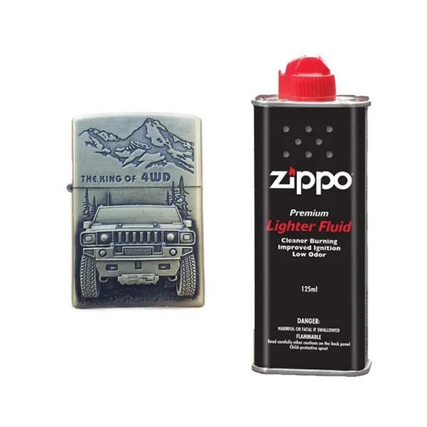 Bricheta Tip Zippo, 3d Relief, Metalica, King Of 4wd Si Lichid Zippo 125 Ml M3