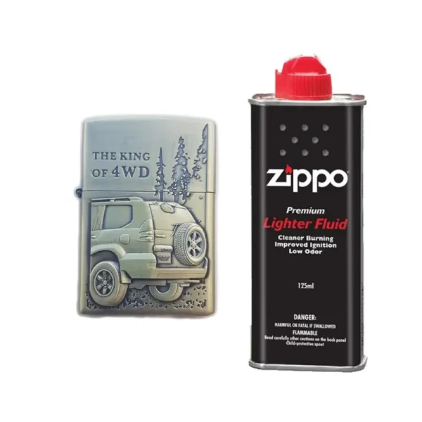 Bricheta Tip Zippo, 3d Relief, Metalica, King Of 4wd Si Lichid Zippo 125 Ml M4