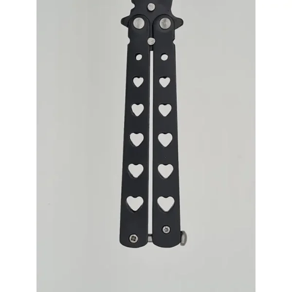 Cutit Fluture Butterfly, Balisong 20 Cm, Negru, Model Inima - imagine 7