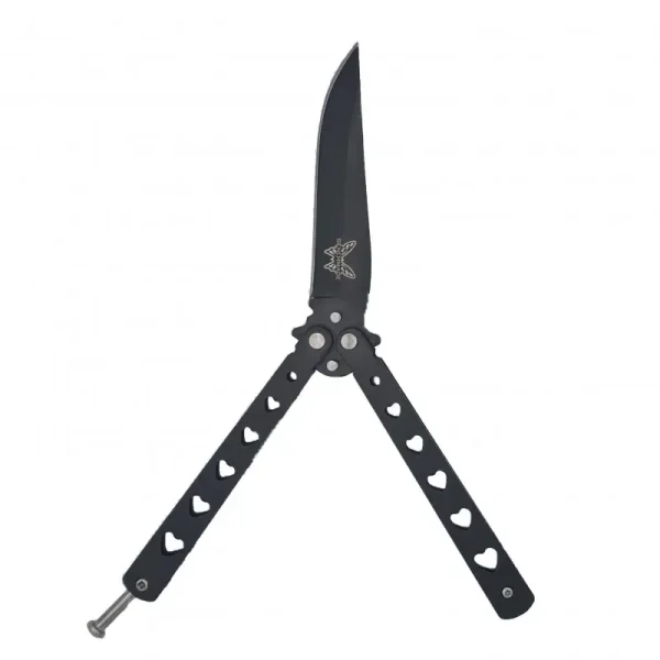 Cutit Fluture Butterfly, Balisong 20 Cm, Negru, Model Inima