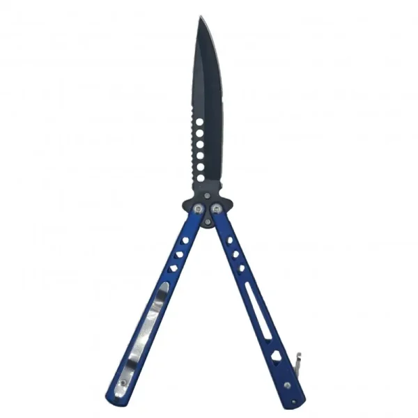 Cutit Fluture Butterfly, Balisong 21 Cm, Albastru Navy, Model Dinamic