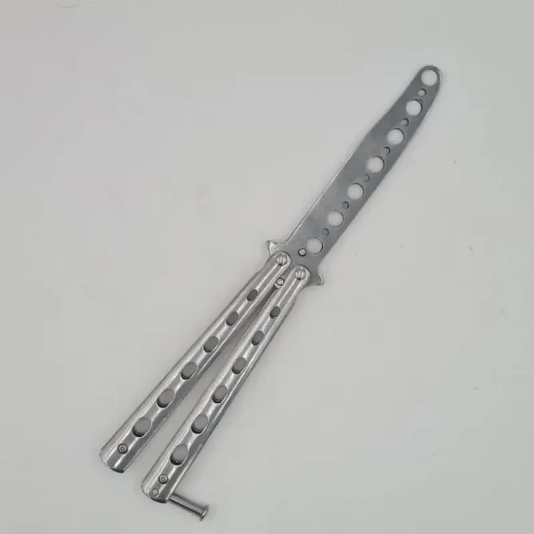 Cutit Fluture Butterfly, Balisong 21 Cm, Gri, Fara Tais, De Antrenament, Model Cercuri - imagine 3