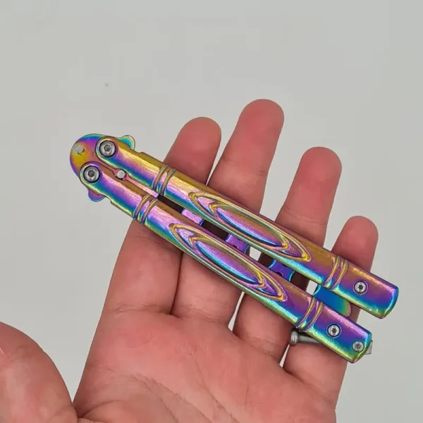 Cutit Fluture Butterfly, Balisong 21.50 Cm, Fade, Fara Tais, De Antrenament, Model Ovale - imagine 6