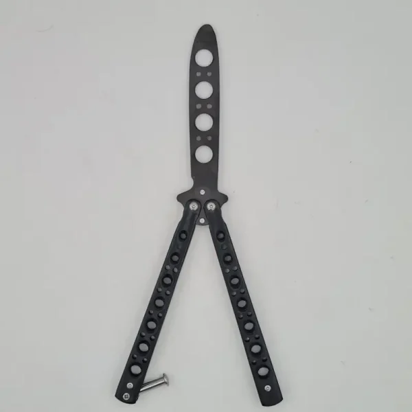 Cutit Fluture Butterfly, Balisong 22.50 Cm, Negru, Fara Tais, De Antrenament, Model Simplu - imagine 2