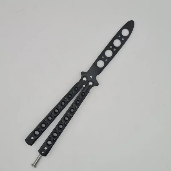 Cutit Fluture Butterfly, Balisong 22.50 Cm, Negru, Fara Tais, De Antrenament, Model Simplu - imagine 3