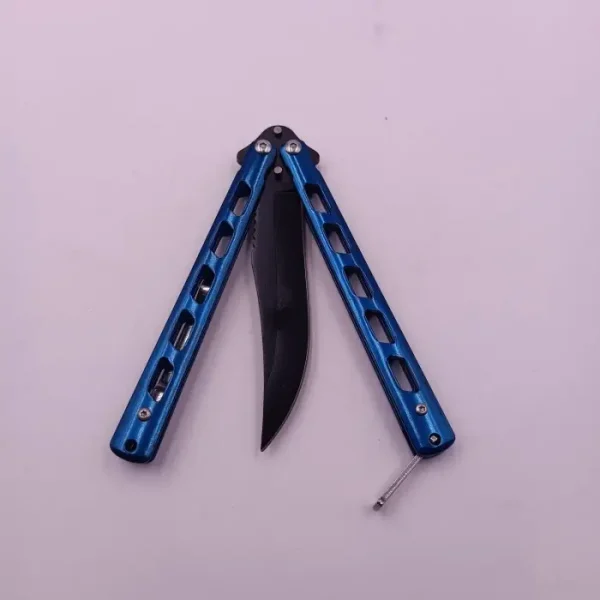 Cutit Fluture Cu Tais, Model Gauri, Lama Curbata, Sistem Prindere Curea, 22 Cm, Albastru - imagine 5