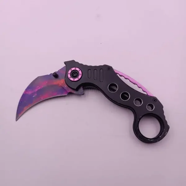 Cutit Karambit Cu Tais, Sistem Prindere Curea, Inel, Curbat, Multicolor, 19 Cm - imagine 5