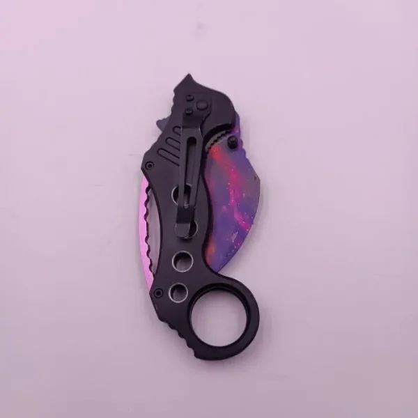 Cutit Karambit Cu Tais, Sistem Prindere Curea, Inel, Curbat, Multicolor, 19 Cm - imagine 6