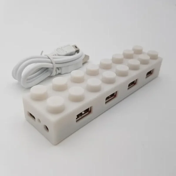 Hub Usb Lego Usb 2.0, Incarcare 4 Porturi Alb Cu Led Cablu 70cm - imagine 4