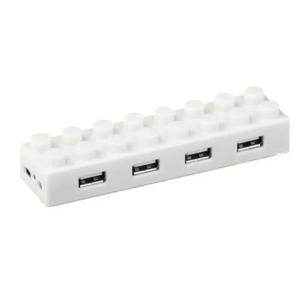 Hub Usb Lego Usb 2.0, Incarcare 4 Porturi Alb Cu Led Cablu 70cm