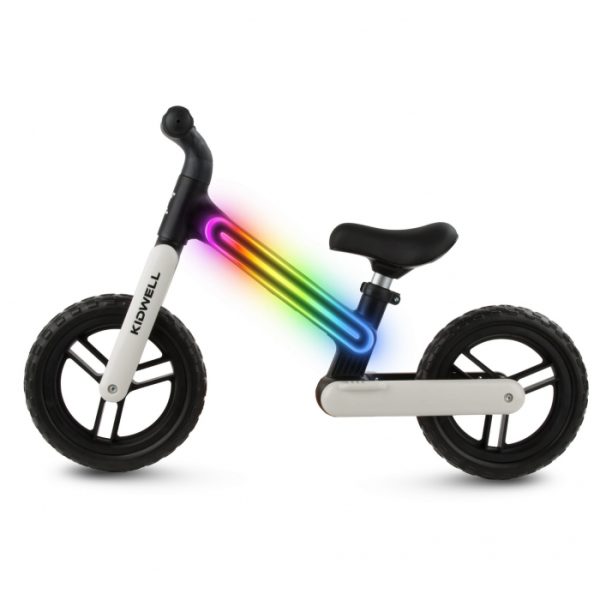 Bicicleta fara pedale, cadru nailon cu LED, roti EVA, Kidwell SUNO - Alb-Negru - imagine 2