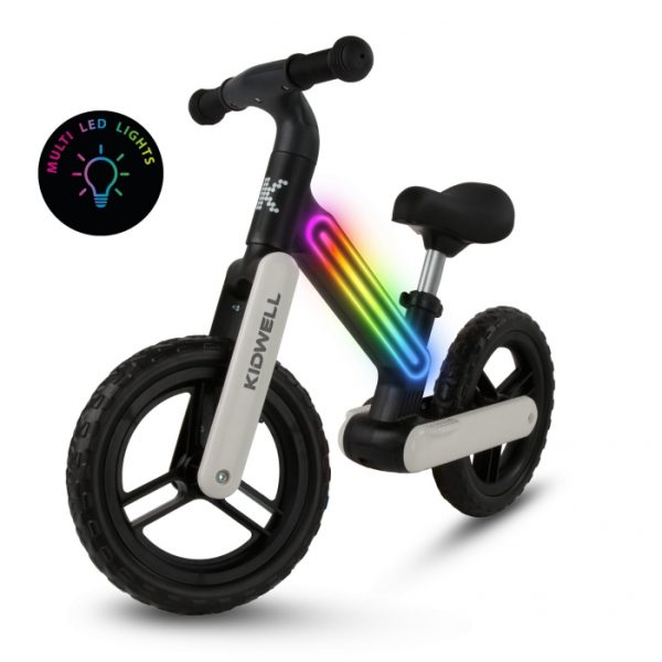 Bicicleta fara pedale, cadru nailon cu LED, roti EVA, Kidwell SUNO - Alb-Negru - imagine 3