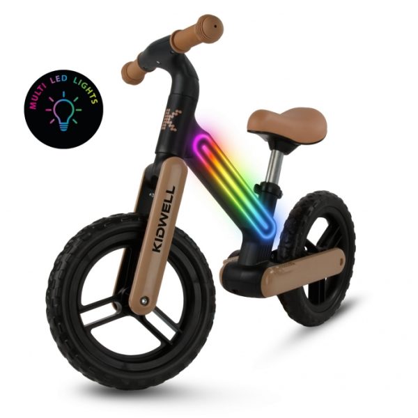 Bicicleta fara pedale, cadru nailon cu LED, roti EVA, Kidwell SUNO - Bej-Negru - imagine 3