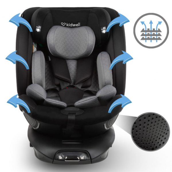 Scaun auto cu ISOFIX Kidwell GoCar, grupa 40-135 cm, i-Size, omologare R129 - Negru-Gri - imagine 4