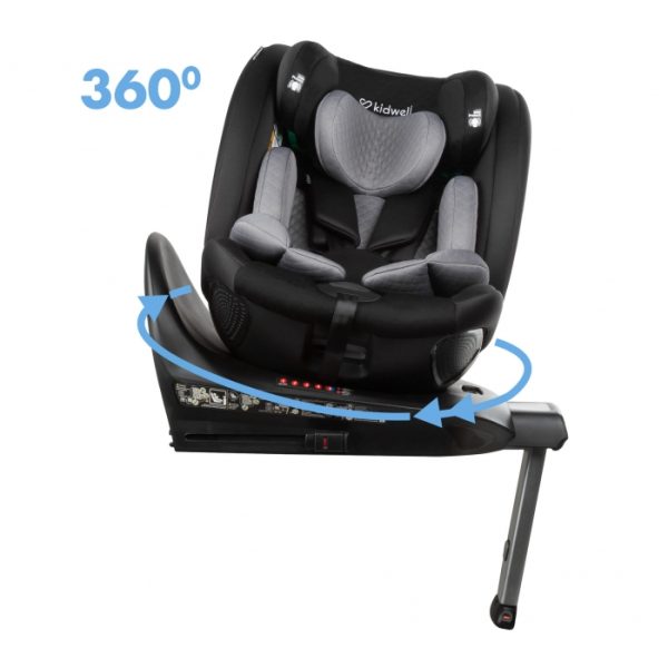 Scaun auto cu ISOFIX Kidwell GoCar, grupa 40-135 cm, i-Size, omologare R129 - Negru-Gri - imagine 8