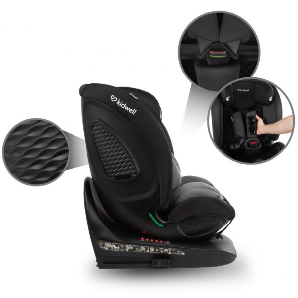 Scaun auto cu ISOFIX Kidwell GoCar, grupa 40-135 cm, i-Size, omologare R129 - Negru-Gri - imagine 13