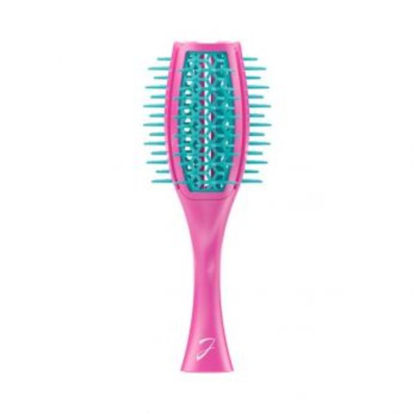 Janeke, Tulip, Round, Hair Brush, Fuchsia/Turquoise, For Styling - For Women