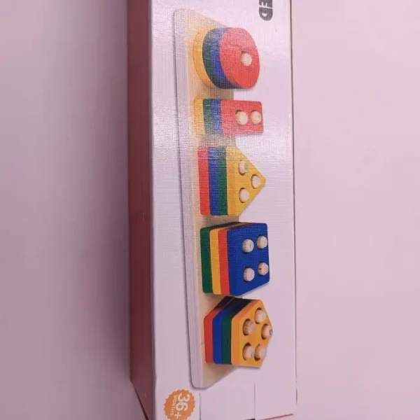 Jucarie Educativa Pentru Copii, Piese Lemn, 30 Cm, Multicolor - imagine 6