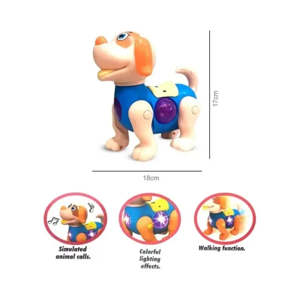 Jucarie Interactiva Plimbare Catel Cu Lumini, 17 Cm X 18 Cm, Albastru - imagine 3