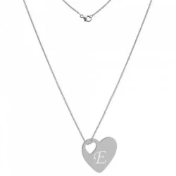 Lant Argint 925, 70 Cm Si Charm Inima Argint 925, Gravat Litera Ta - imagine 5