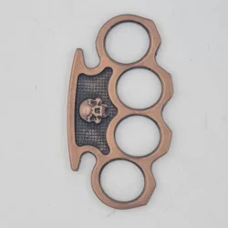 Pumnal Tip Box, Autoaparare, Maner Cap De Mort, Bronz - imagine 2